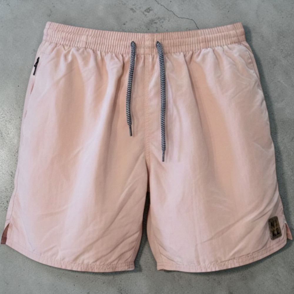 Nike Men's Pink Elastic Waist Drawstring Swim Trunks Shorts Size L